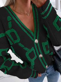 Demelza | Women's Button-Down V-Neck Long Sleeve Cardigan