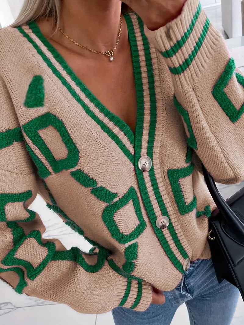 Demelza | Women's Button-Down V-Neck Long Sleeve Cardigan