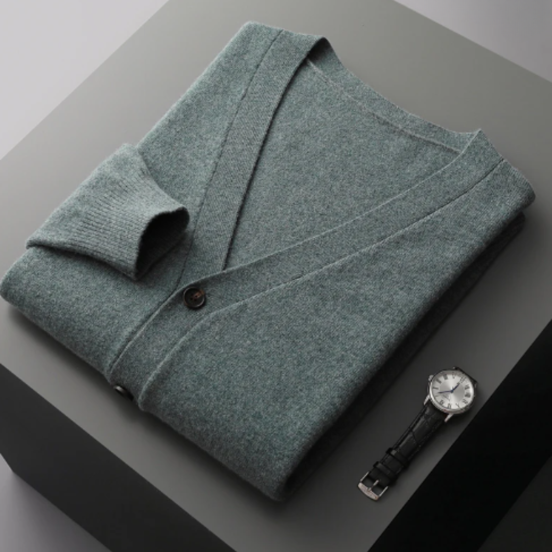 Ivor V-neck button-down cardigan in Green