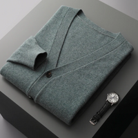 Ivor V-neck button-down cardigan in Green