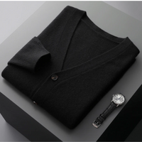 Ivor V-neck button-down cardigan in Black