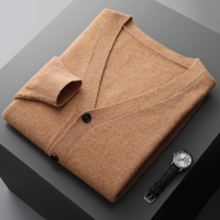 Ivor V-neck button-down cardigan in Camel