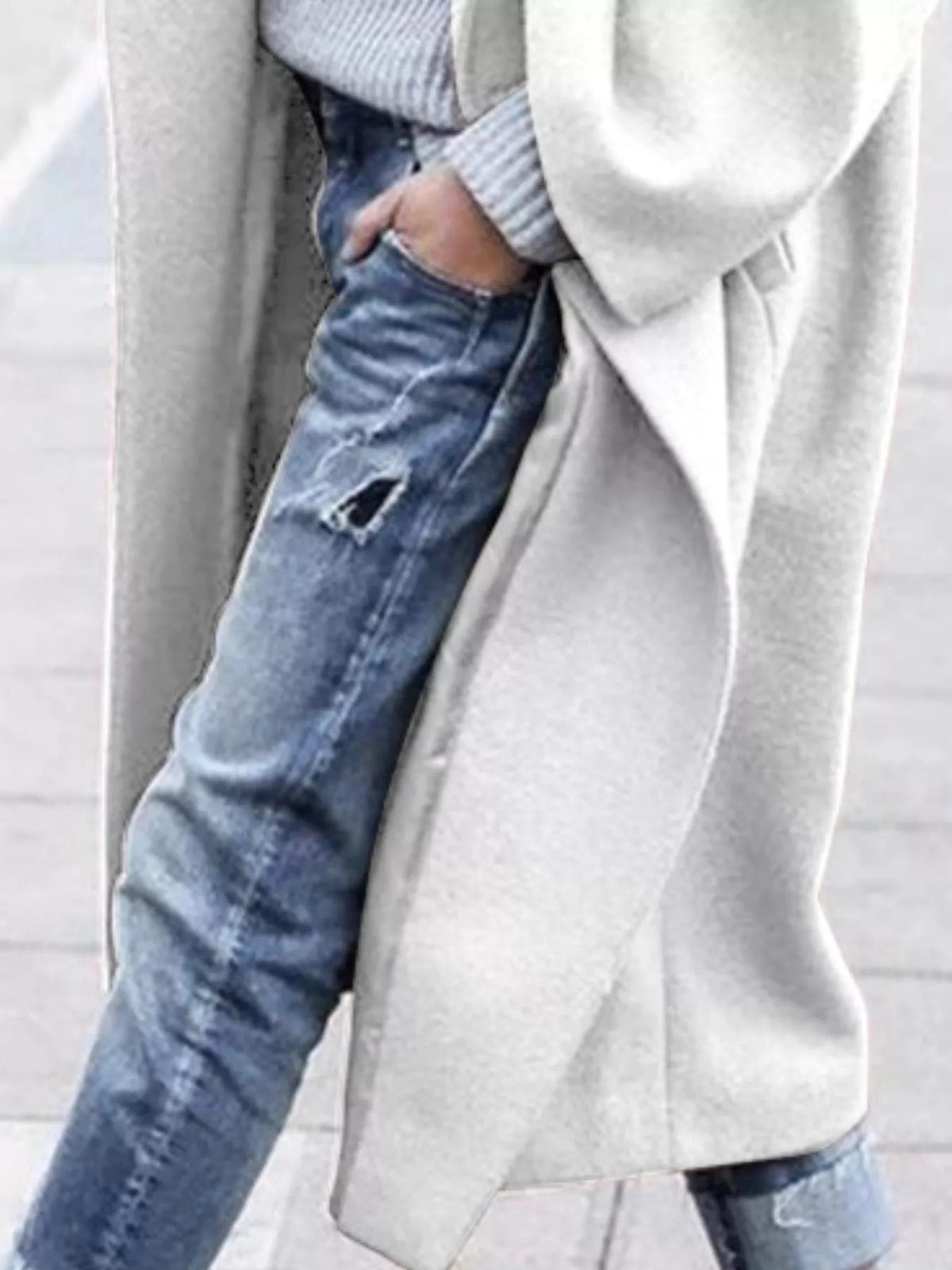 Magnolia oversized long coat detail view thirteen