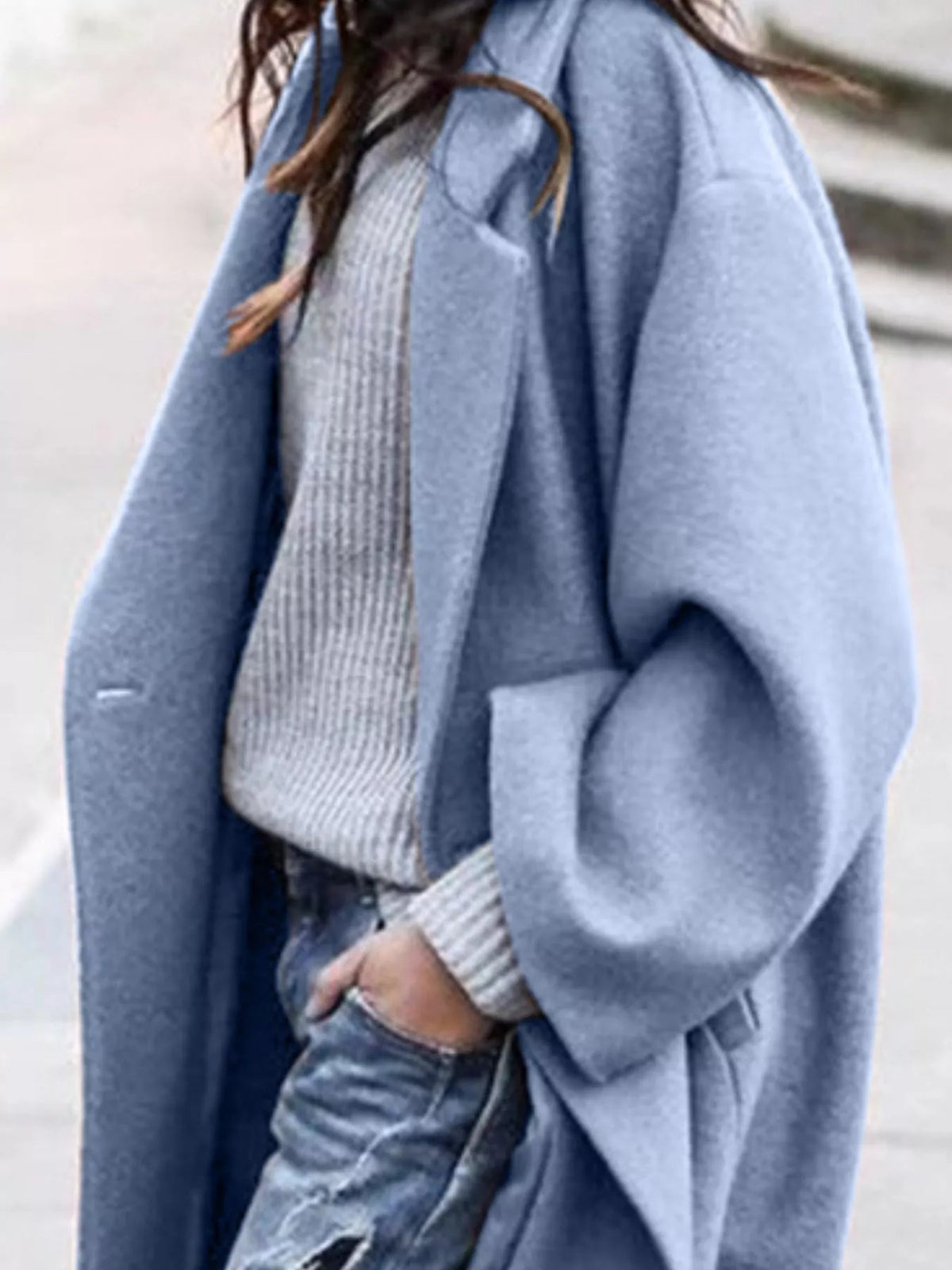 Magnolia oversized long coat detail view nine