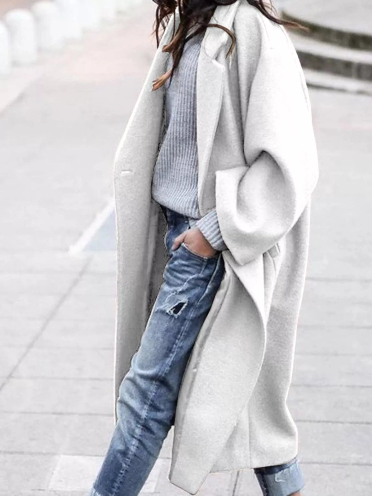 Magnolia oversized long coat in White