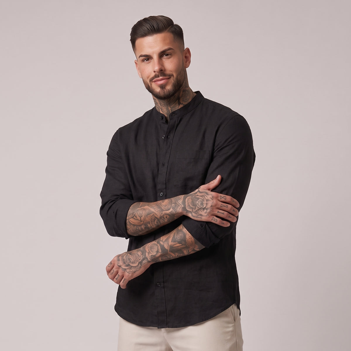 Boris Men's Linen Shirt Black