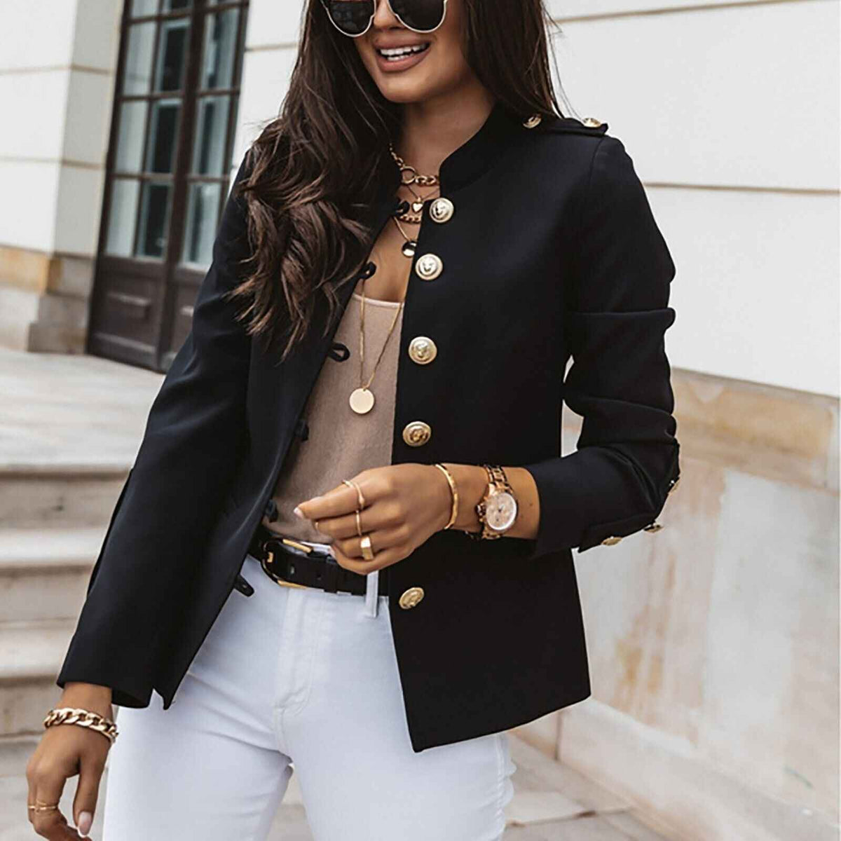 Lysandra | Women's Button Front Fitted Military Jacket