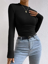 Bettina fitted long sleeve top in Black