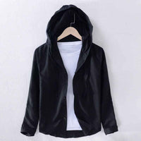 Blaise hooded linen shirt in Classic Black