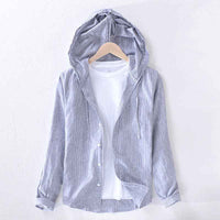 Blaise hooded linen shirt in Grey