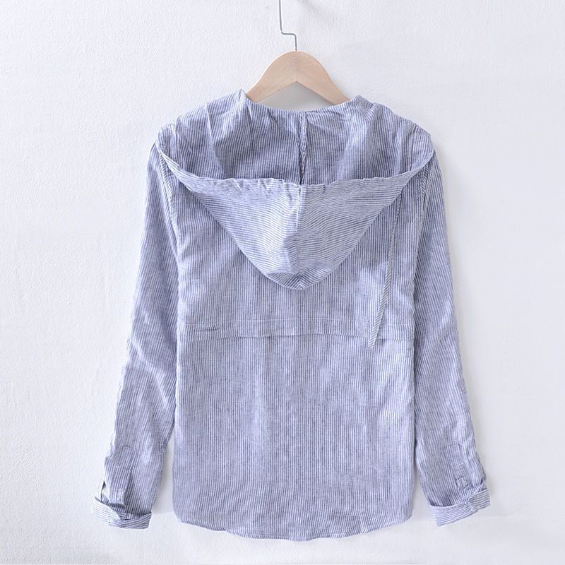 Blaise hooded linen shirt hood and cuff detail