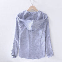 Blaise hooded linen shirt hood and cuff detail