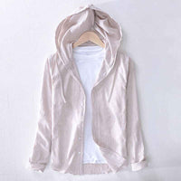 Blaise hooded linen shirt in Beige