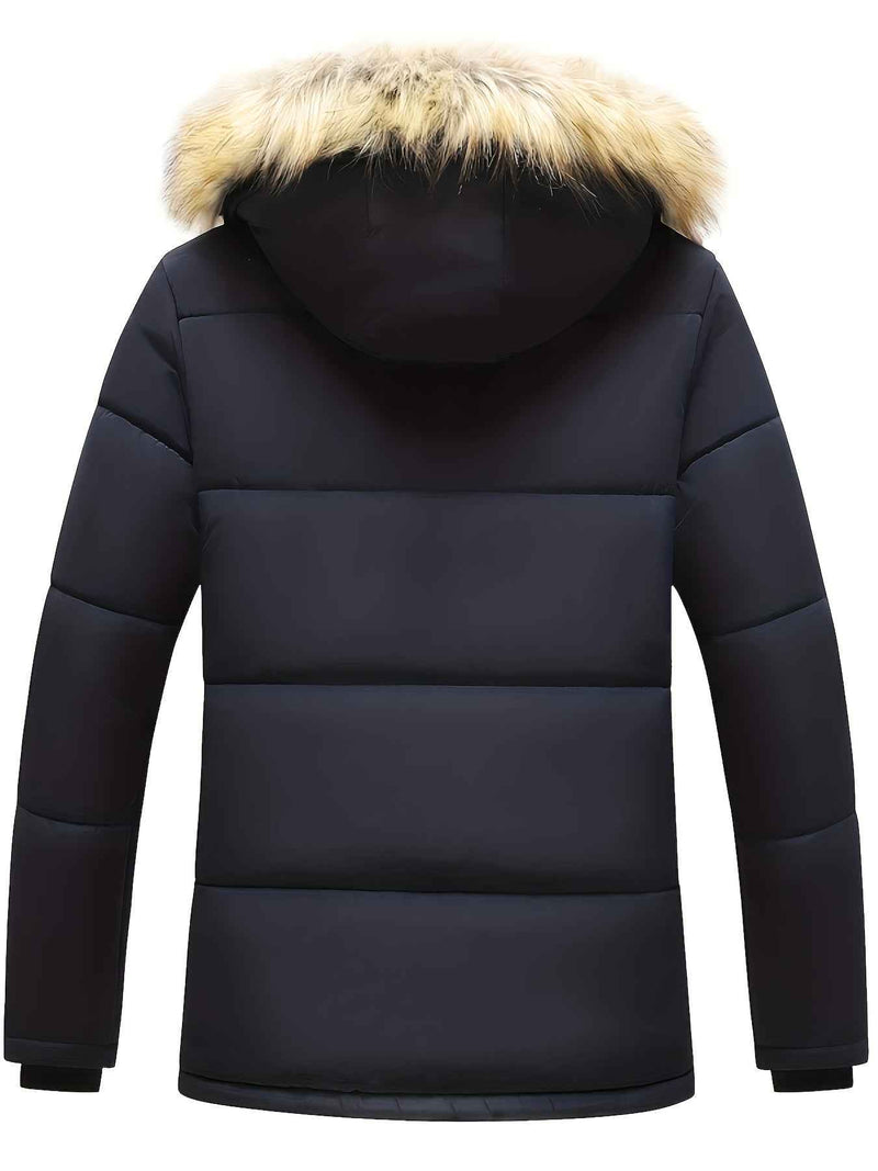 Sanderson | Men's Hooded Puffer Jacket Navy Blue and Black