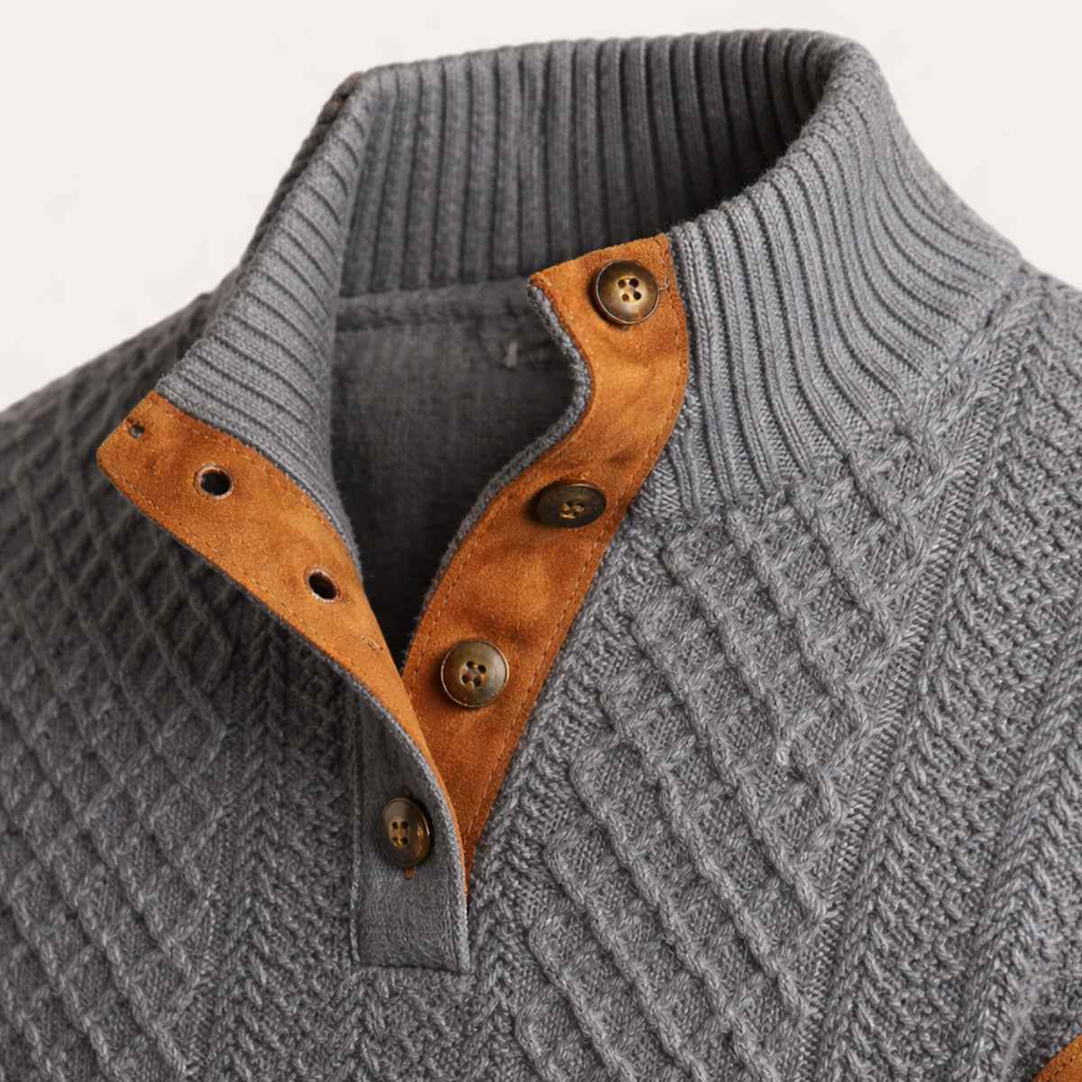 Mario | Cable Knit Waffle Texture High Collar Jumper