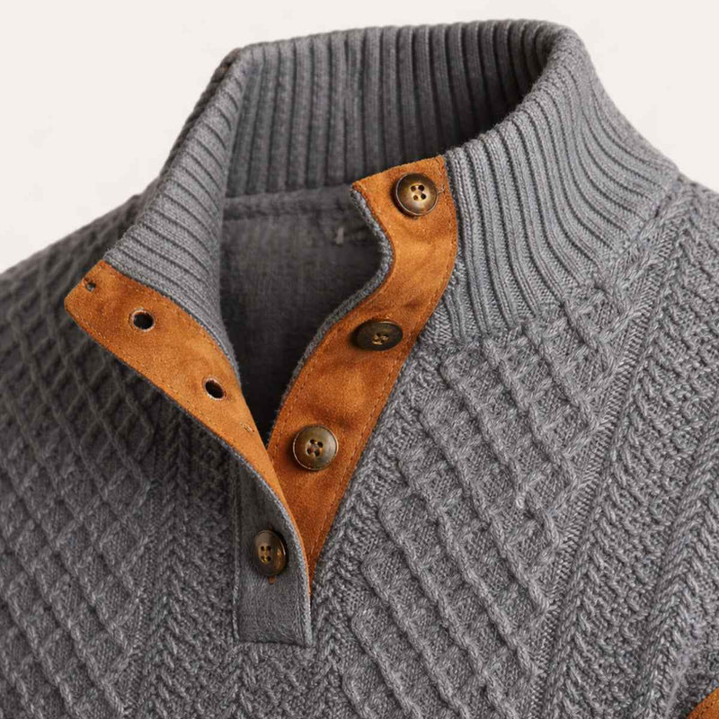 Mario | Cable Knit Waffle Texture High Collar Jumper