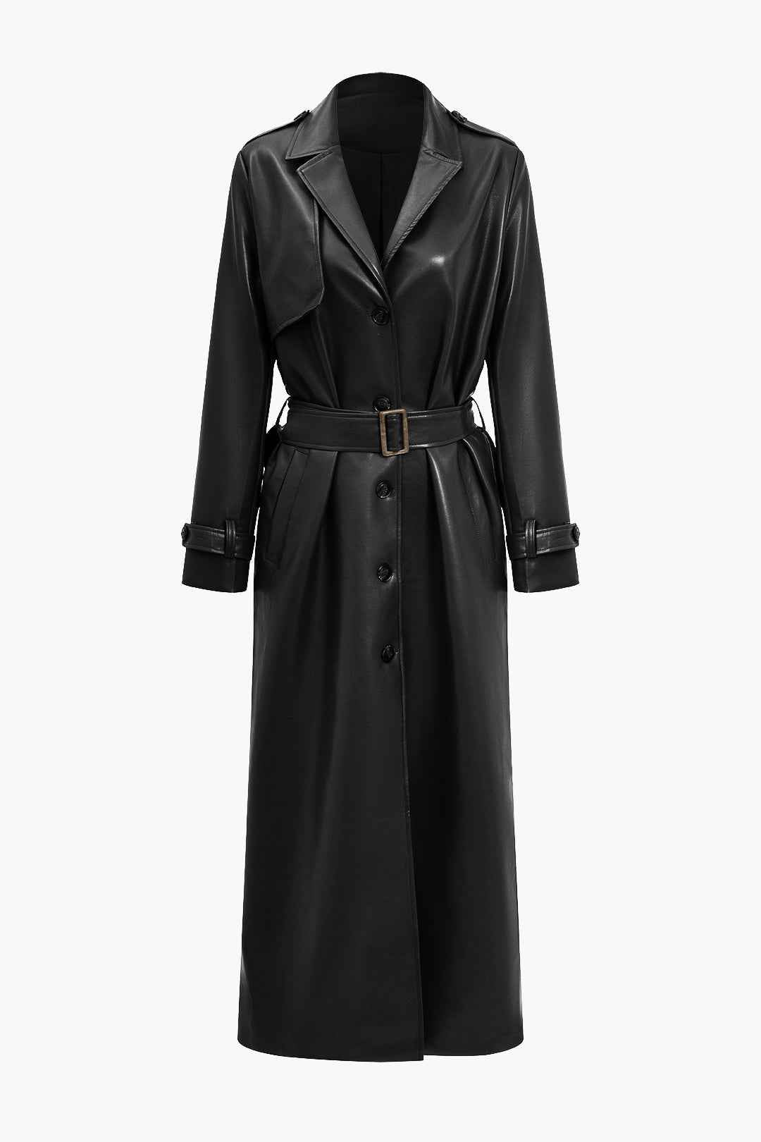 Nerissa | Women's Long Belted Trench Coat Burgundy and Black