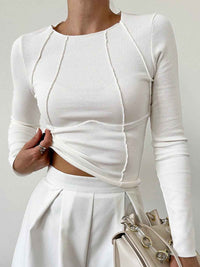Cesarine | Women's Fitted Ribbed Long Sleeve Top