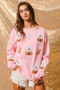 Melisande | Women's Light Pink Novelty Christmas Jumper Crew Neck