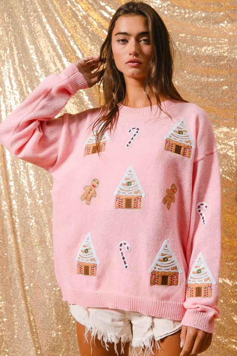 Melisande | Women's Light Pink Novelty Christmas Jumper Crew Neck