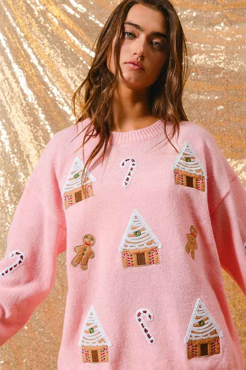 Melisande | Women's Light Pink Novelty Christmas Jumper Crew Neck