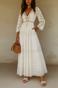 Adelaide lace maxi dress in White
