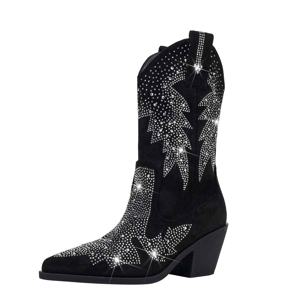 Sigrid embellished mid calf boots in Black