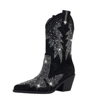 Sigrid embellished mid calf boots in Black