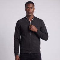 Percival Men's Textured Full Zip Bomber Jacket Black