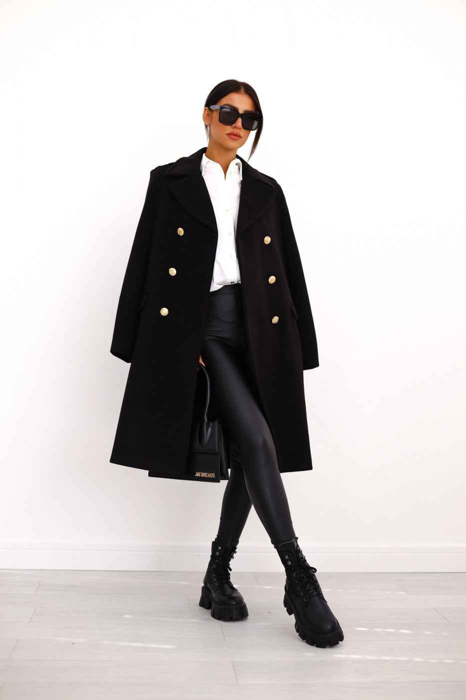 Hyacinth | Women's Double-Breasted Long Coat Notch Lapel