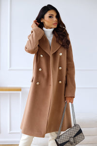 Hyacinth double-breasted long coat in Brown
