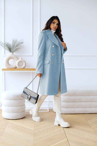 Hyacinth | Women's Double-Breasted Long Coat Notch Lapel