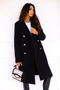 Hyacinth double-breasted long coat in Black