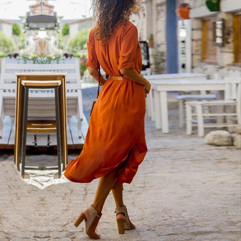 Rosalind button-down shirt dress styling detail