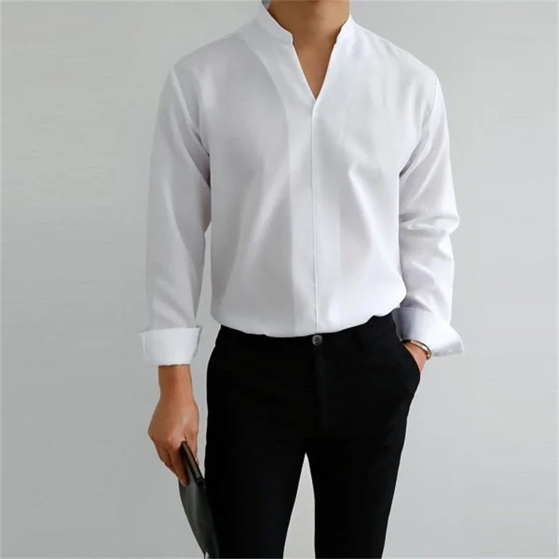 Oakley button-up shirt mandarin collar detail