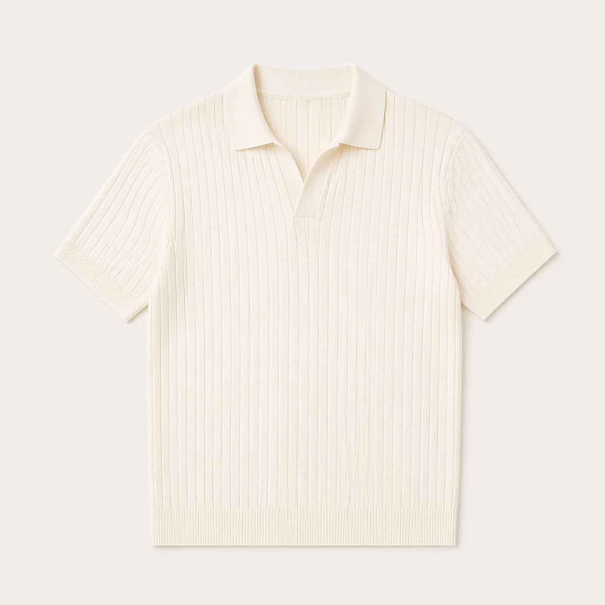 Ambrose | Men's Ribbed Knitted Short Sleeve V-Neck Polo