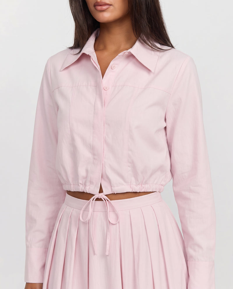 Olivia Cotton Jacket Co-ord Set Pink - detail