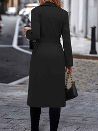 Karenza | Women's Double-Breasted Longline Coat in Black