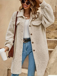 Benedicta oversized sherpa coat in Beige