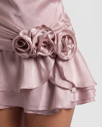 Noor Halter Neck Open-Back Bodycon Mini Dress Mauve Pink - Close-Up Detail
