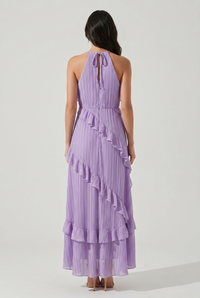 Lavinia Halter Ruffle Maxi Dress Violet - Back