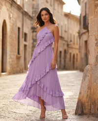 Lavinia Halter Ruffle Maxi Dress Violet - Lifestyle