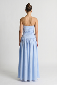Marina Sleeveless Ruched Maxi Blue - Back