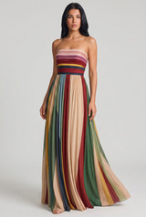 Mara | Strapless Pleated Flowing Maxi Dress