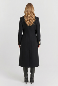 Beatrix Double-Breasted Wool-Blend Coat Black - Back