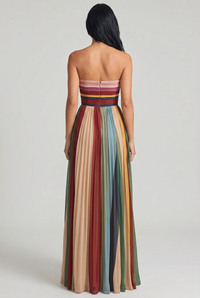 Mara Strapless Pleated Flowing Maxi Multicolour - Back