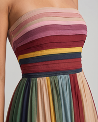 Mara Strapless Pleated Flowing Maxi Multicolour - Close-Up Detail