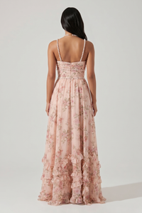 Saskia Sleeveless Floral A-Line Maxi Pink - Back