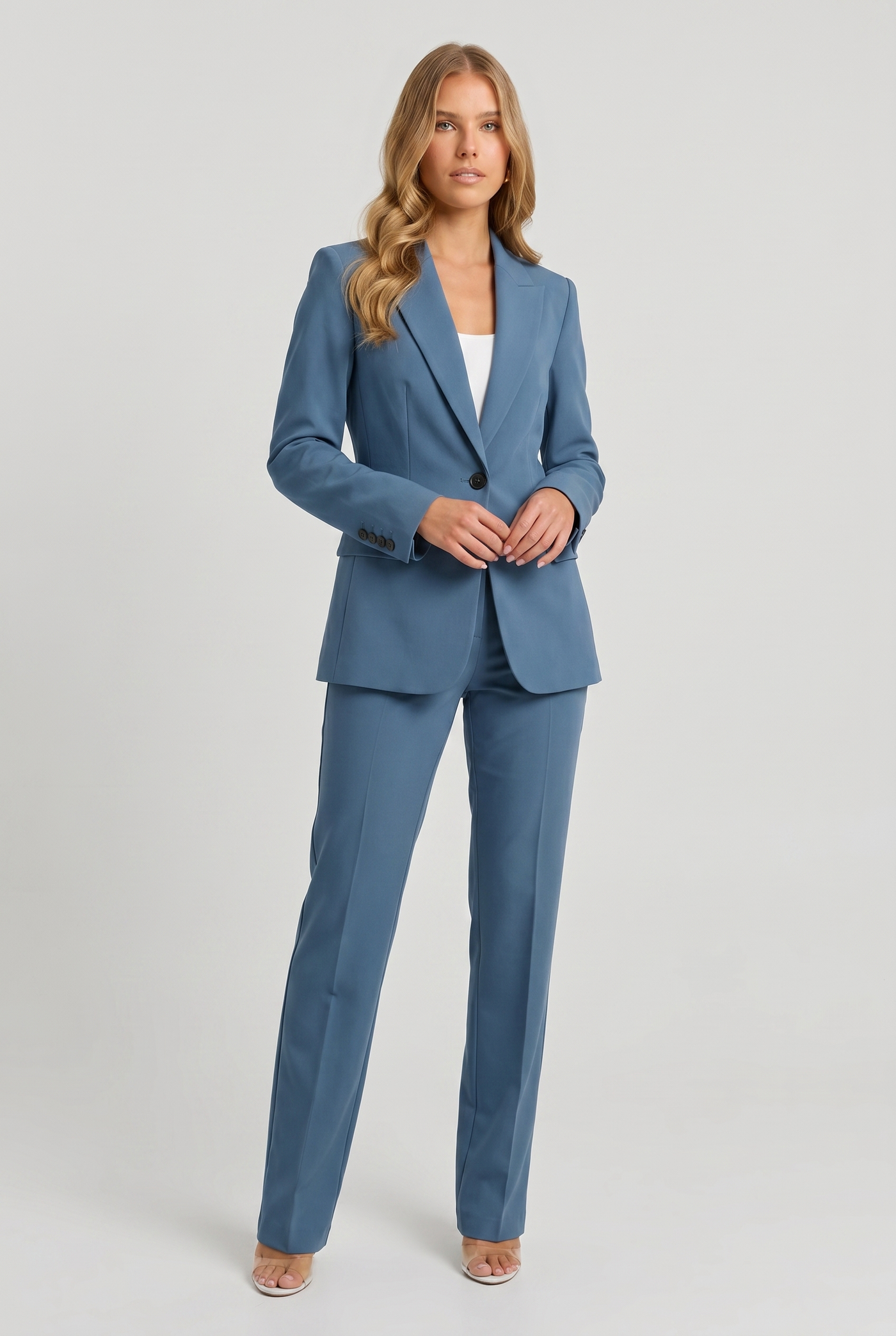 Bianca Blazer Trousers Suit Blue - Front
