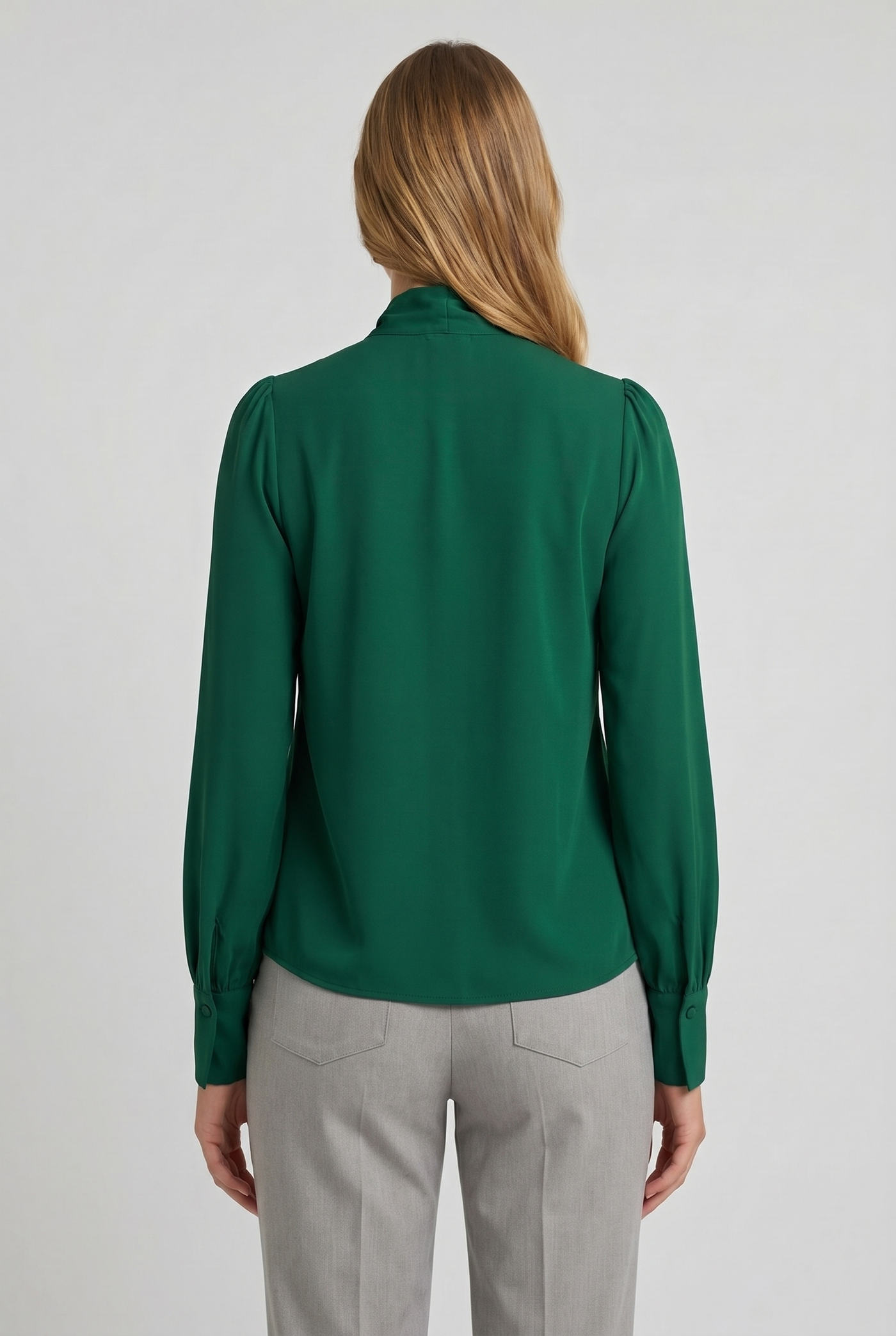 Margot Bow-Tie Draped Blouse Green - Back